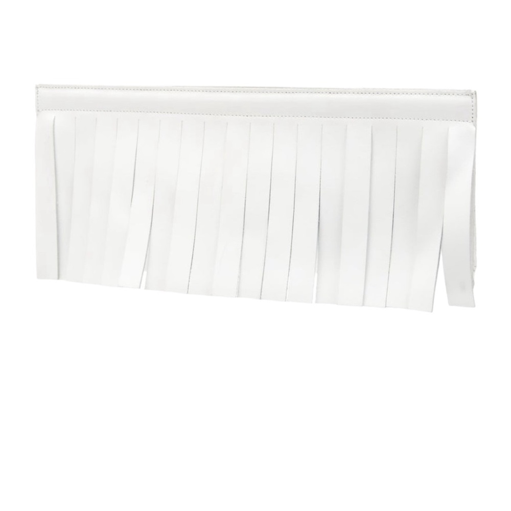 MM6 Maison Margiela white leather fringe clutch